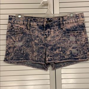 LOVEsick pink & blue denim shorts